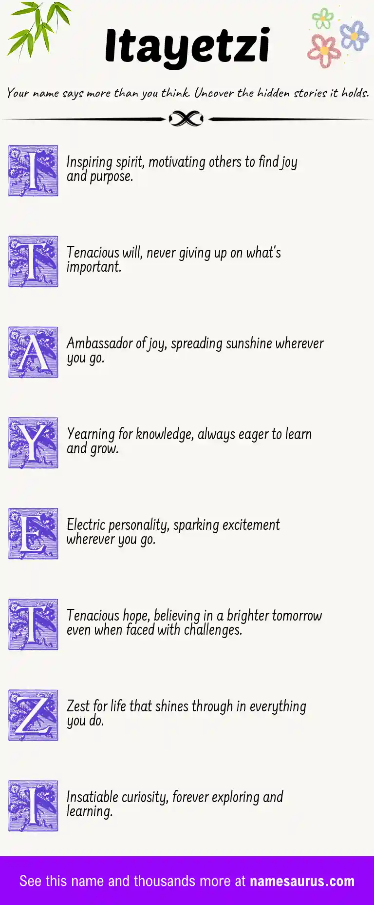 Acrostic poem about Itayetzi.