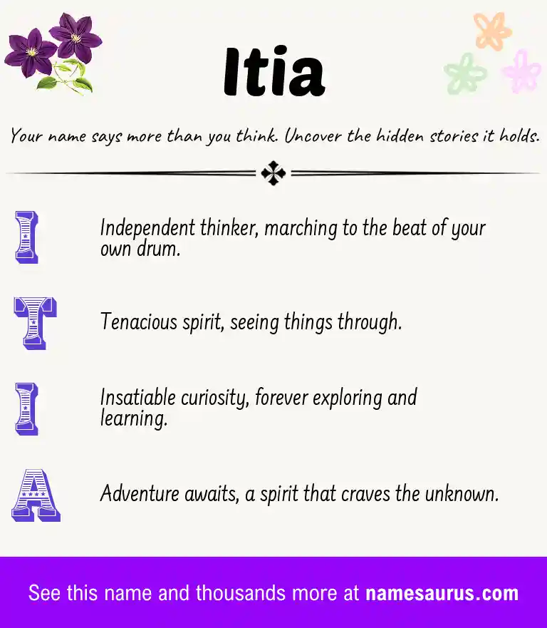 Acrostic poem about Itia.