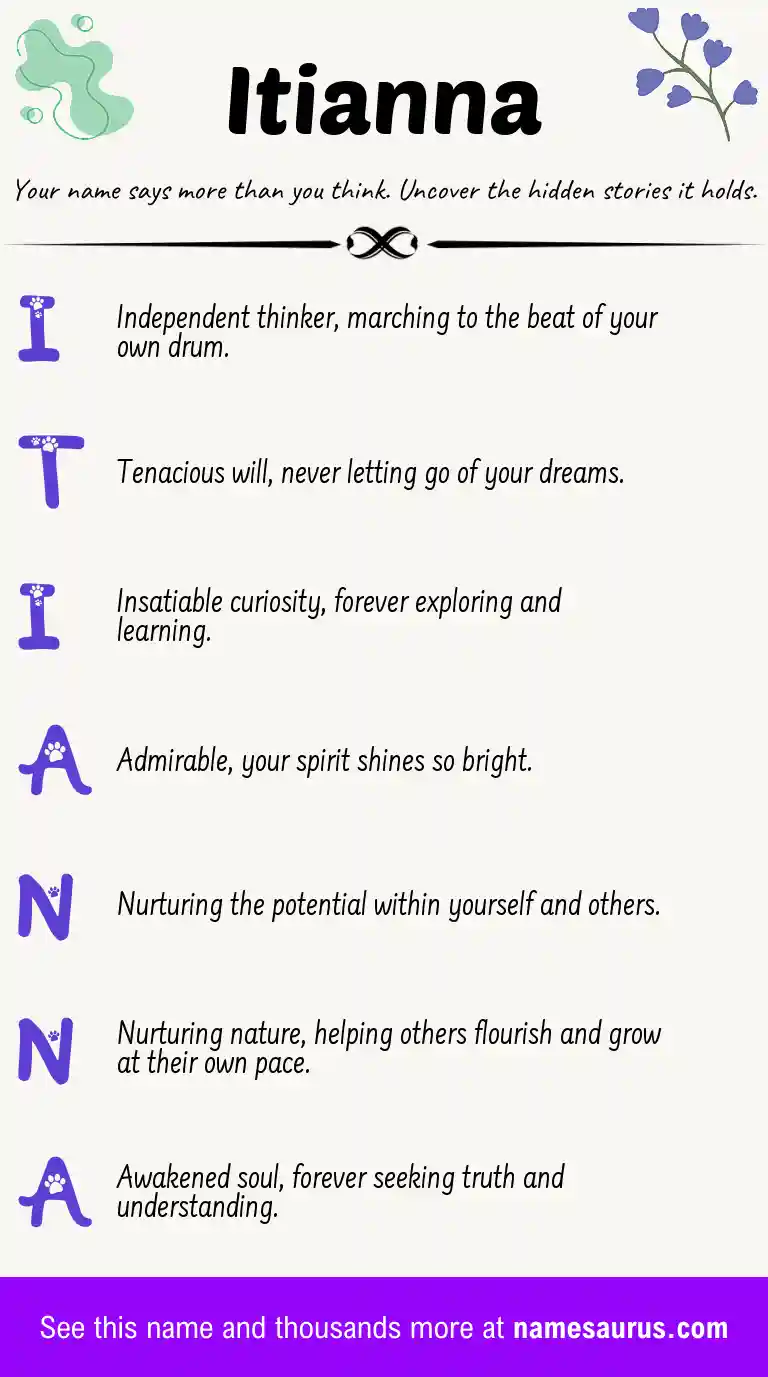 Acrostic poem about Itianna.