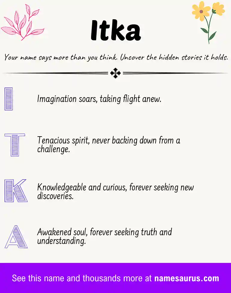 Acrostic poem about Itka.