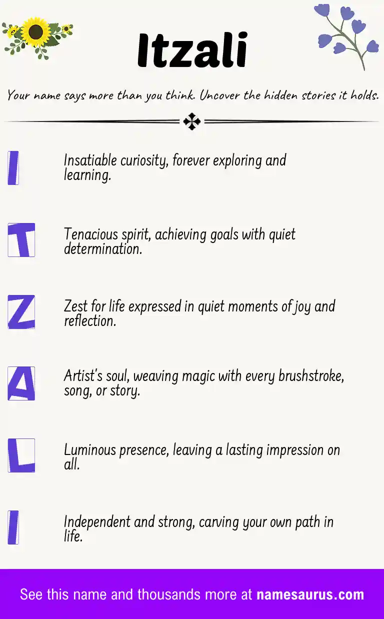 Acrostic poem about Itzali.
