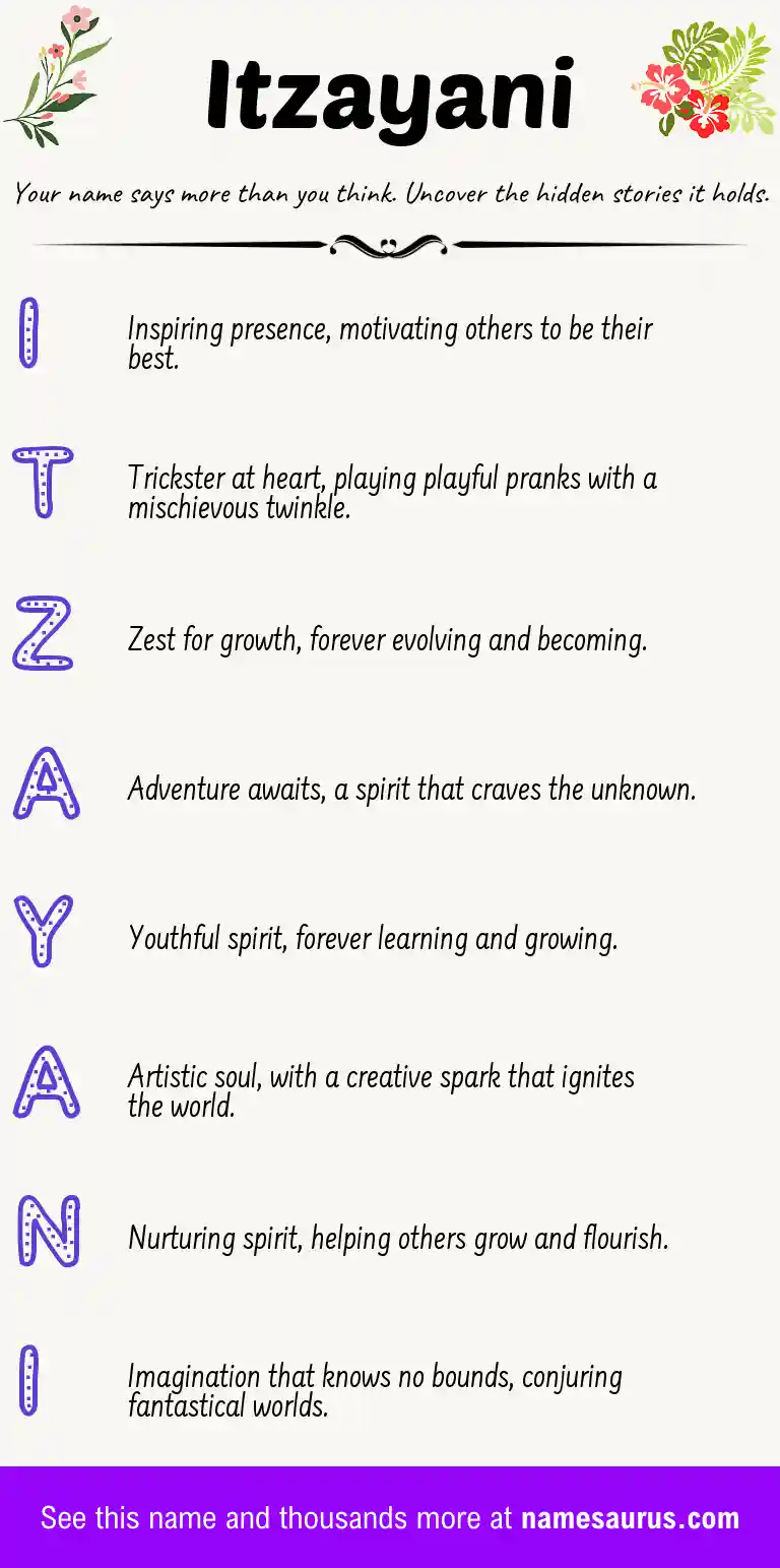 Acrostic poem about Itzayani.