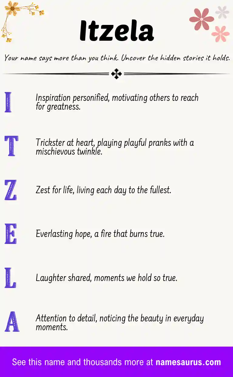 Acrostic poem about Itzela.