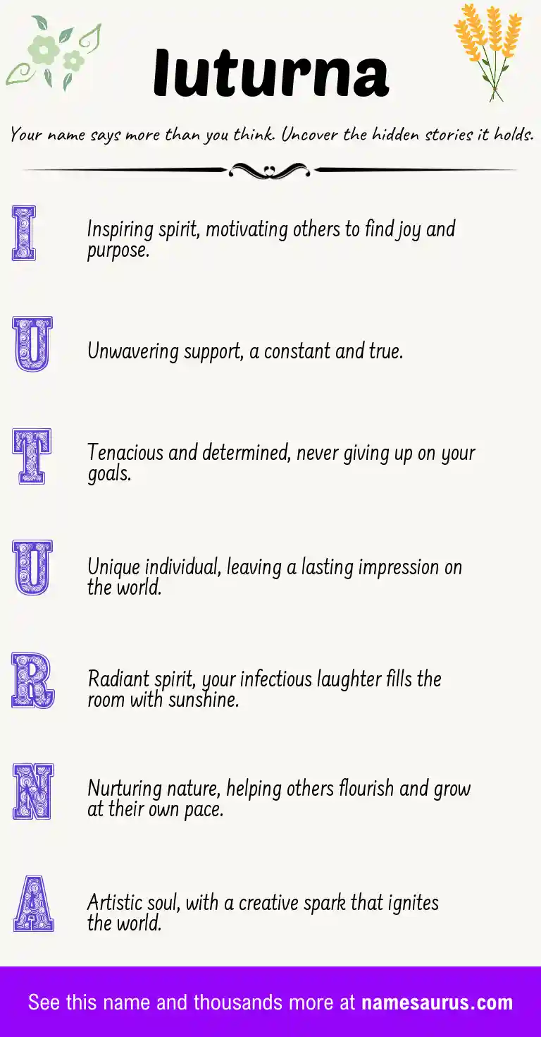 Acrostic poem about Iuturna.