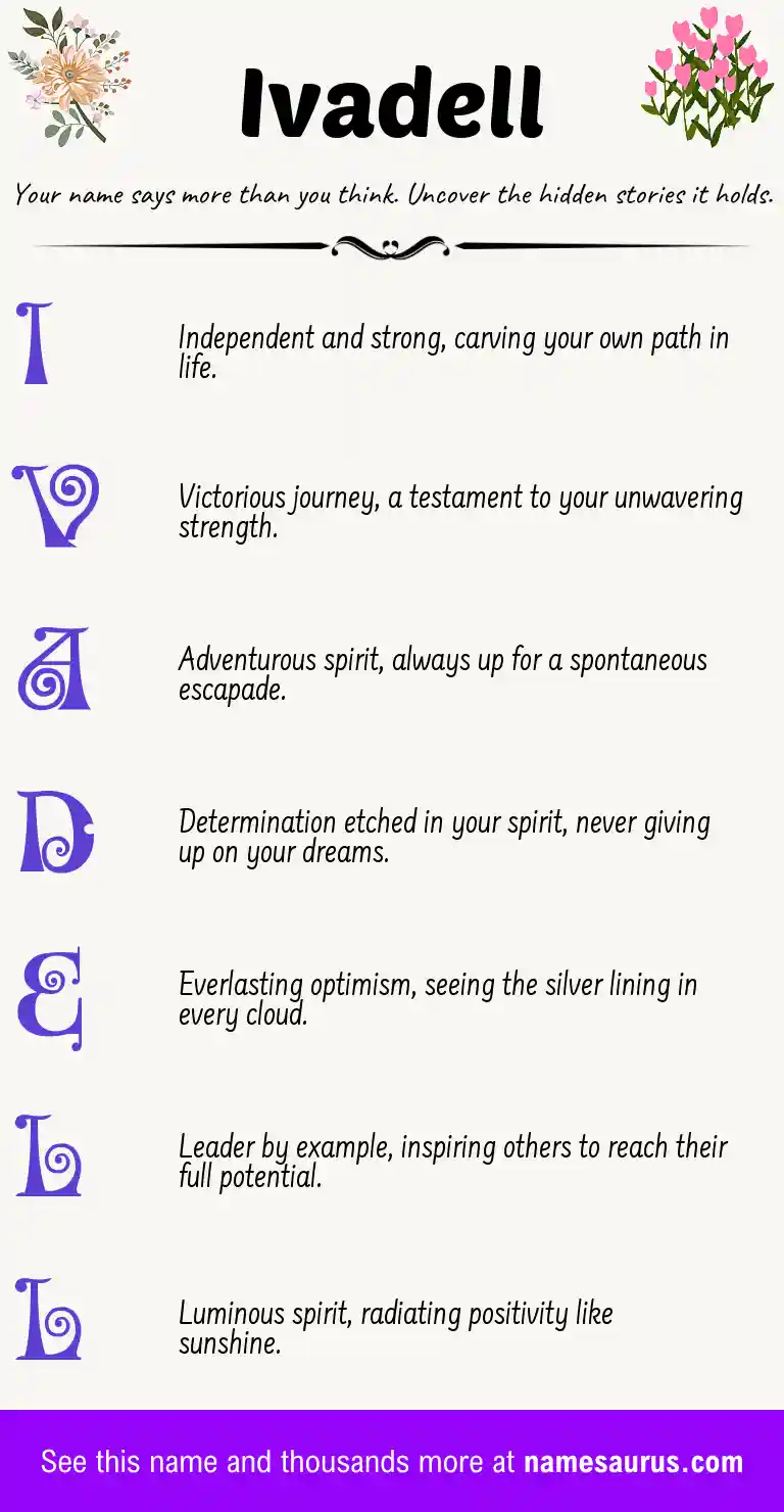 Acrostic poem about Ivadell.