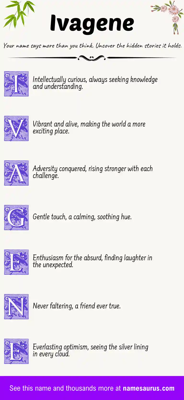 Acrostic poem about Ivagene.