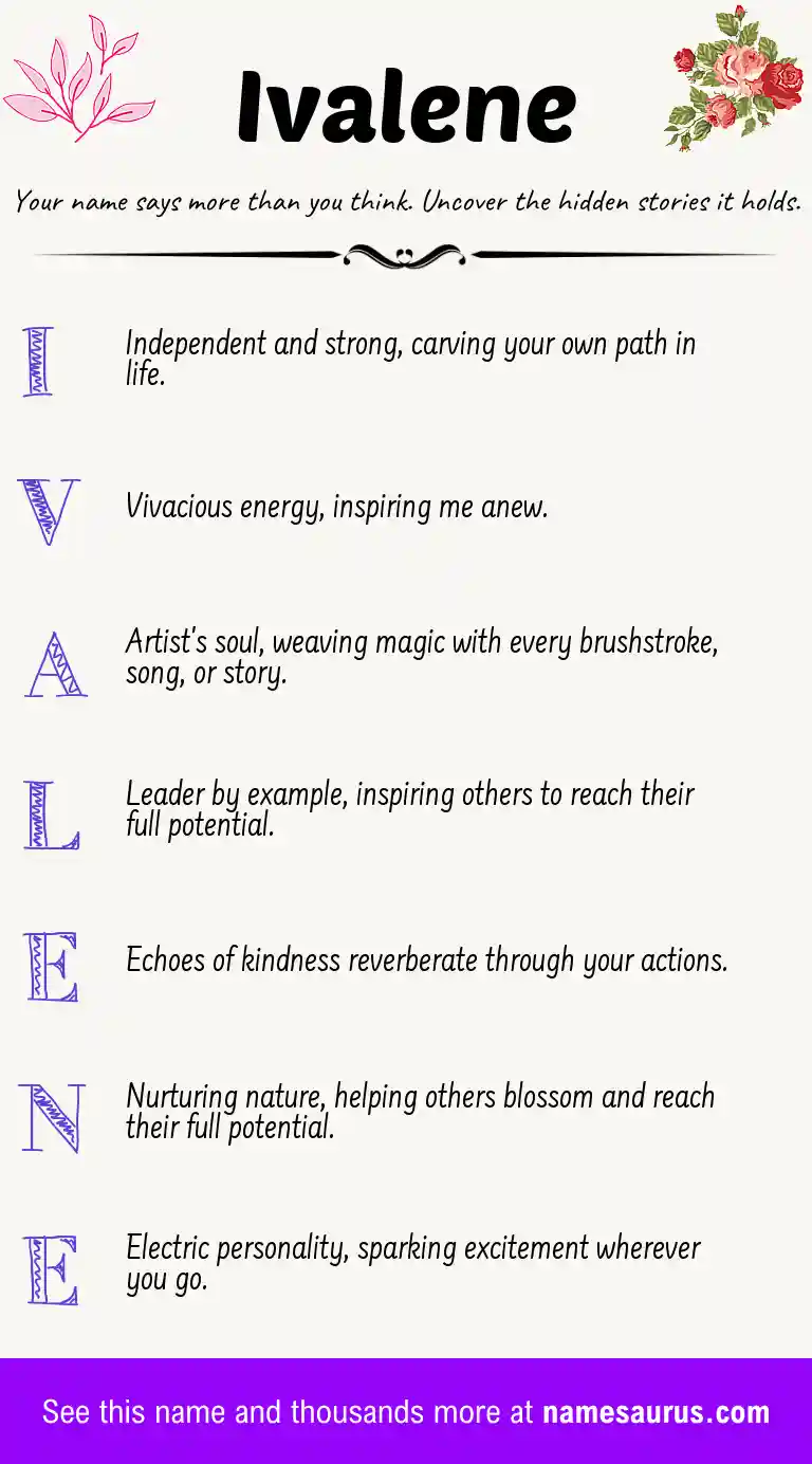 Acrostic poem about Ivalene.
