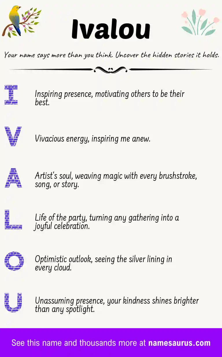 Acrostic poem about Ivalou.