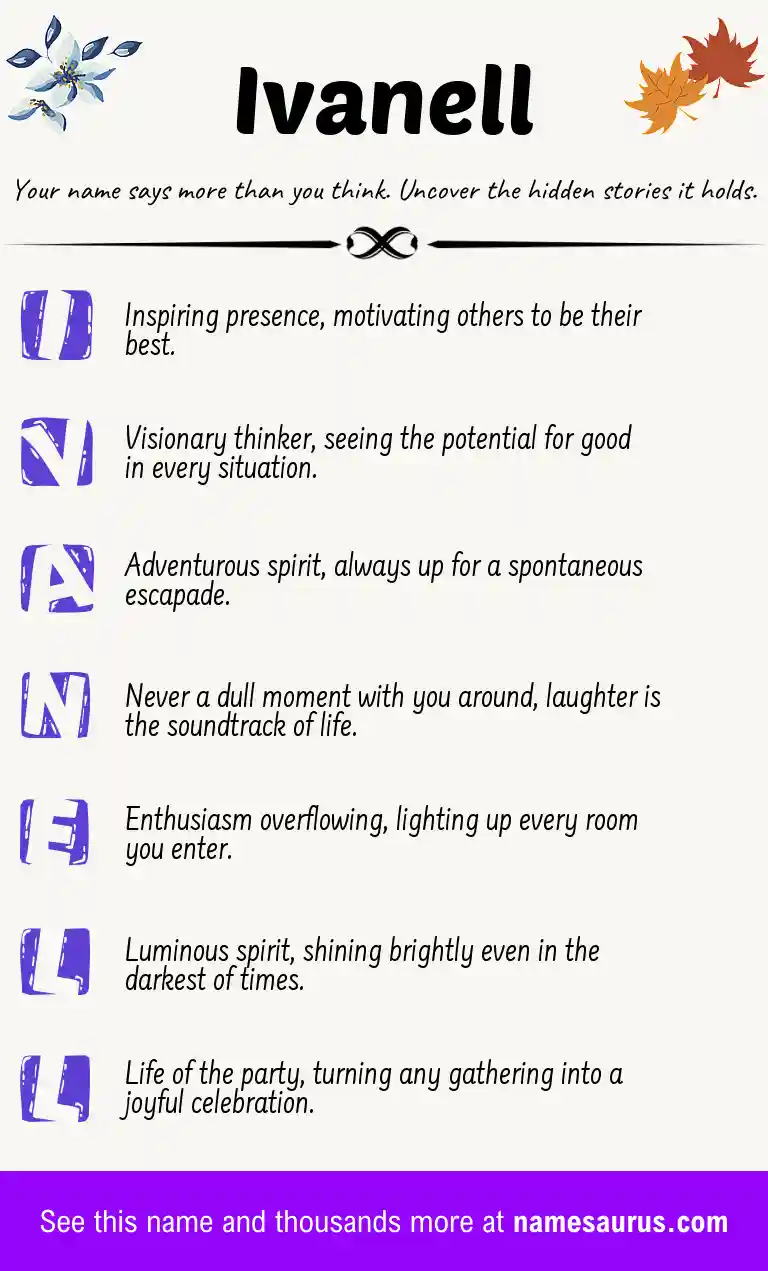 Acrostic poem about Ivanell.