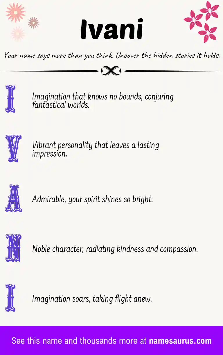 Acrostic poem about Ivani.