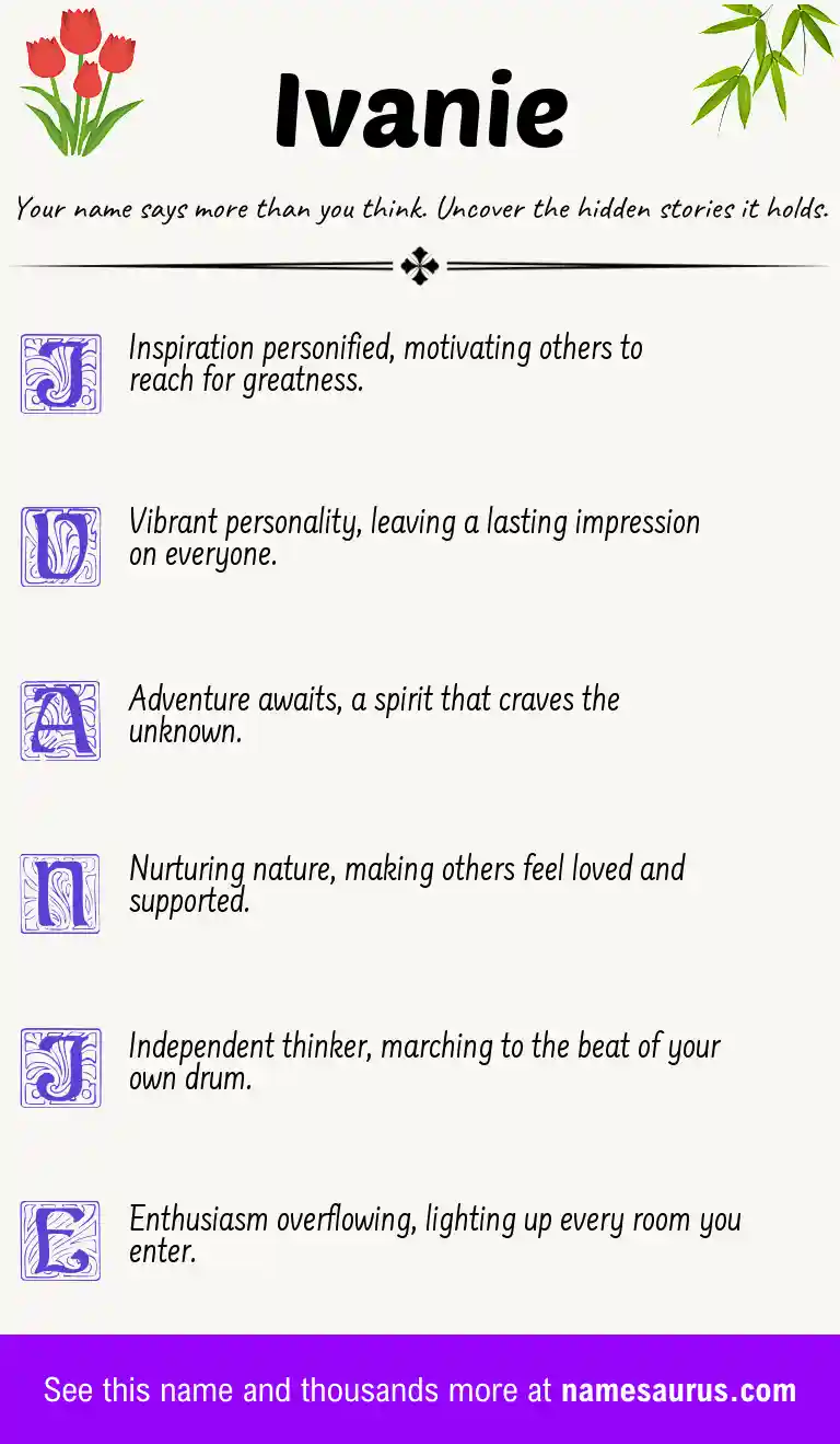 Acrostic poem about Ivanie.