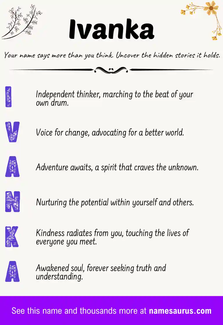 Acrostic poem about Ivanka.