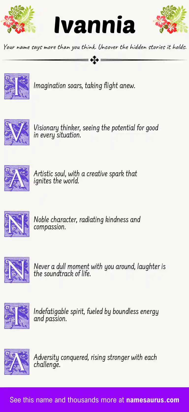 Acrostic poem about Ivannia.