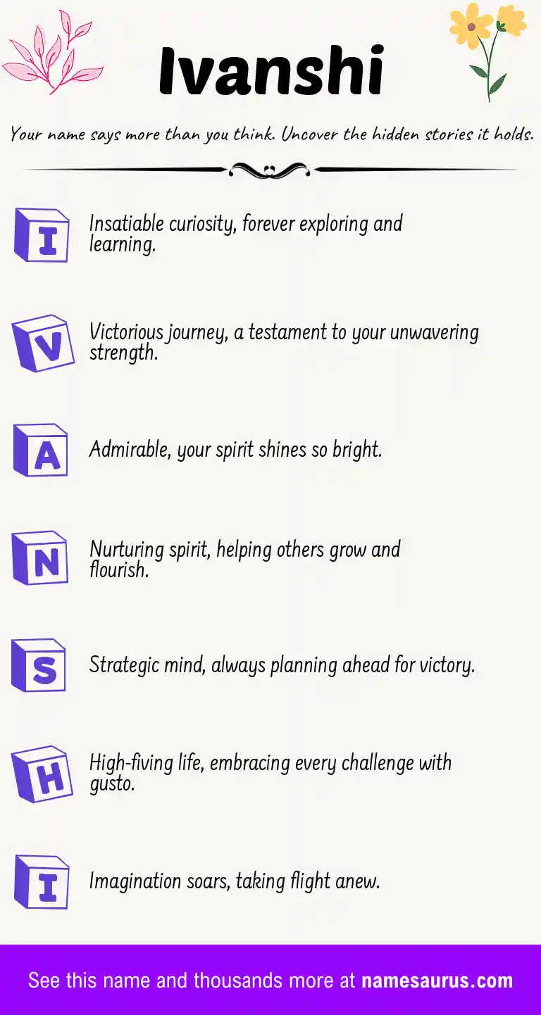 Acrostic poem about Ivanshi.