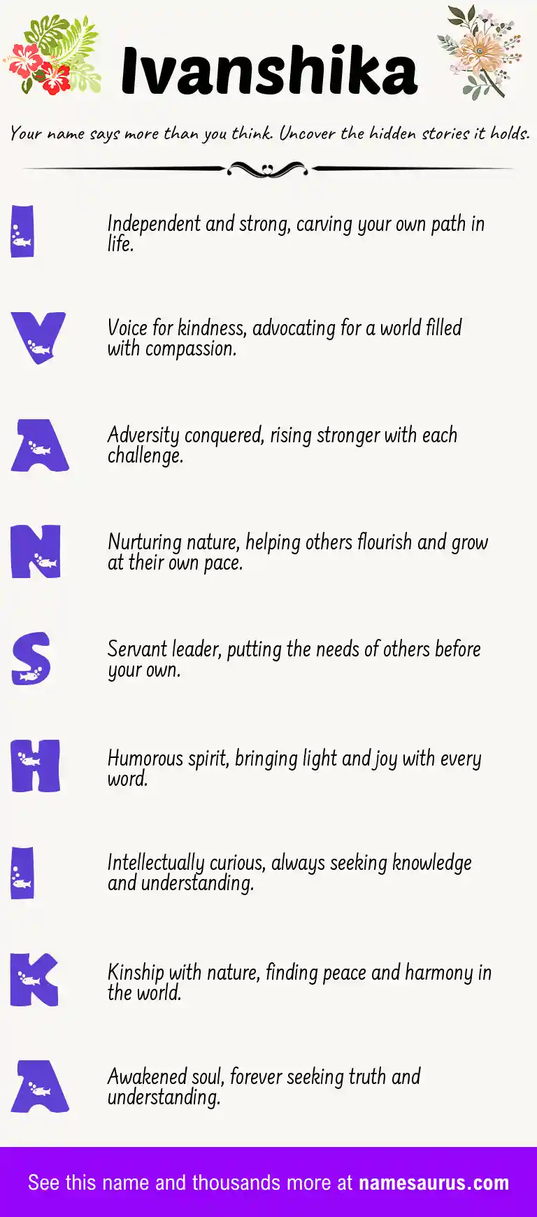 Acrostic poem about Ivanshika.
