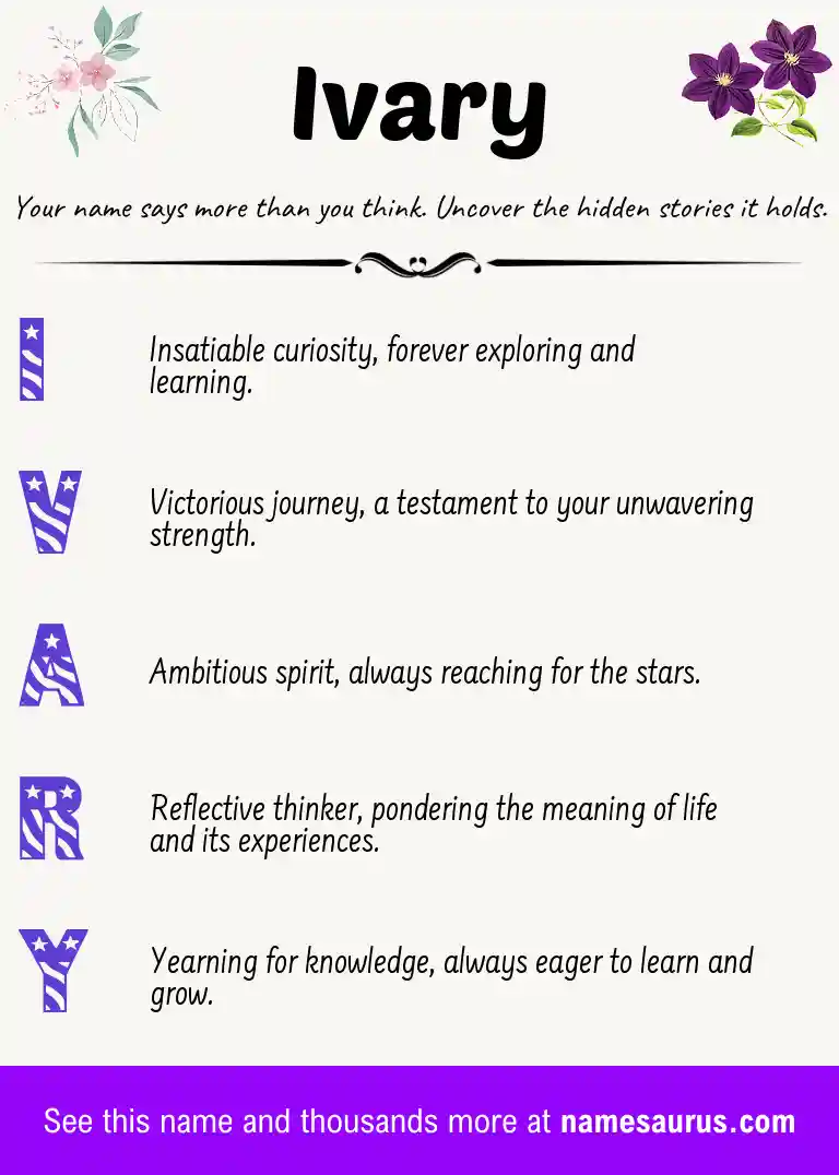 Acrostic poem about Ivary.