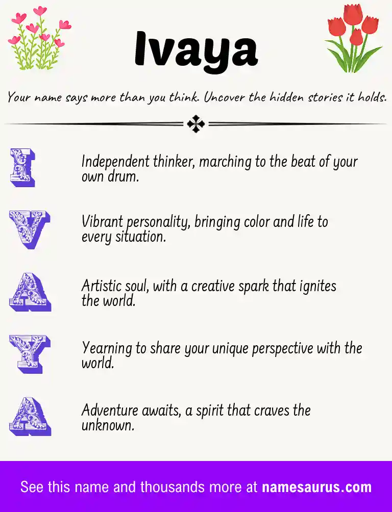 Acrostic poem about Ivaya.