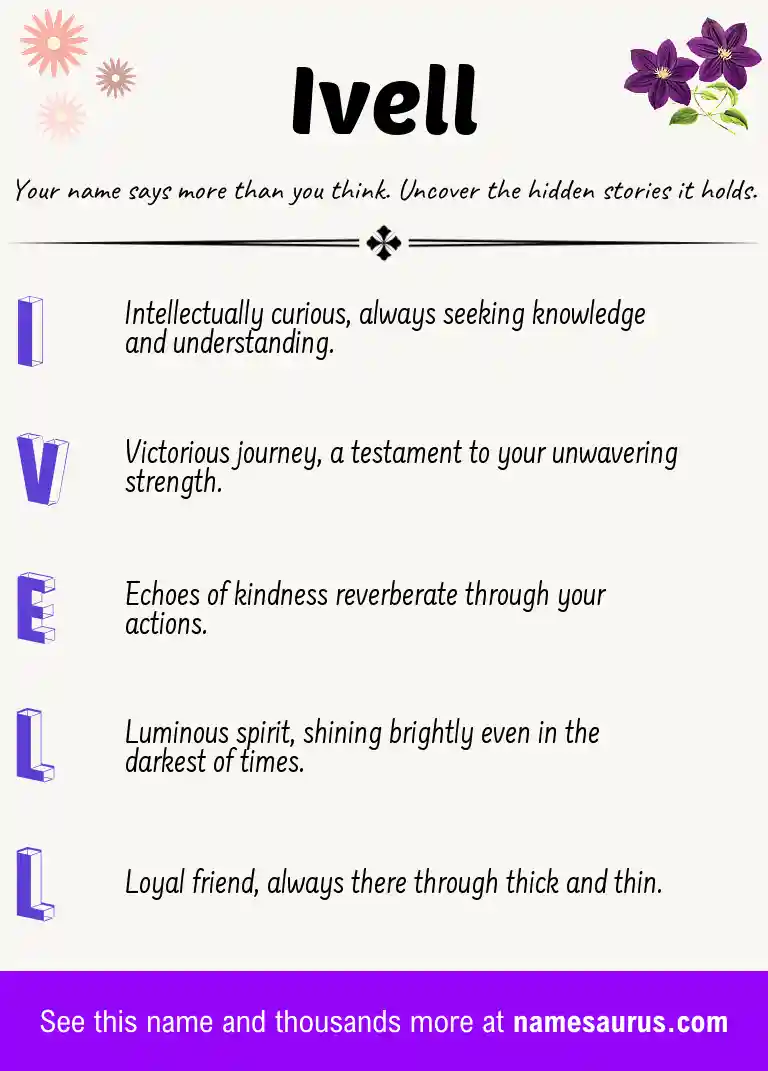 Acrostic poem about Ivell.