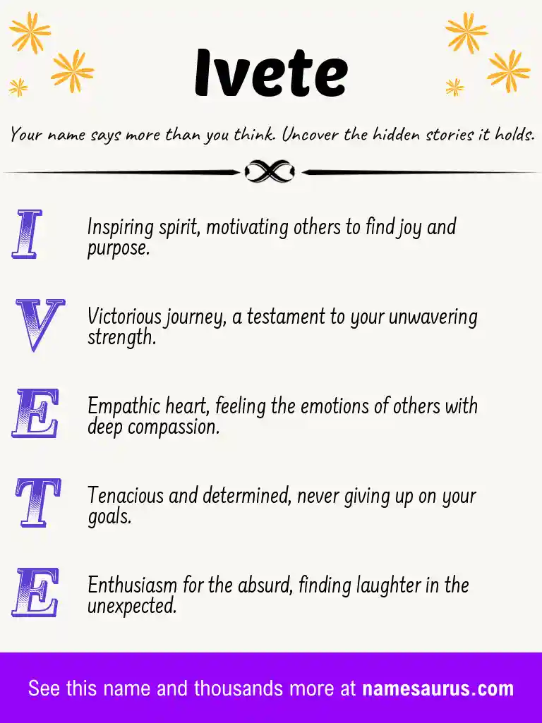 Acrostic poem about Ivete.