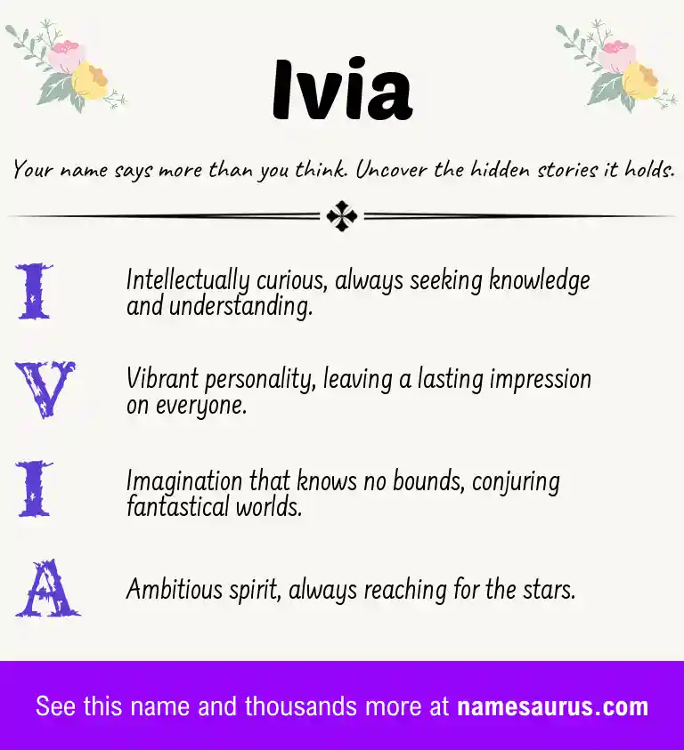 Acrostic poem about Ivia.