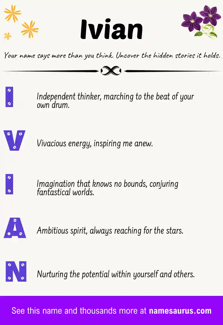 Acrostic poem about Ivian.