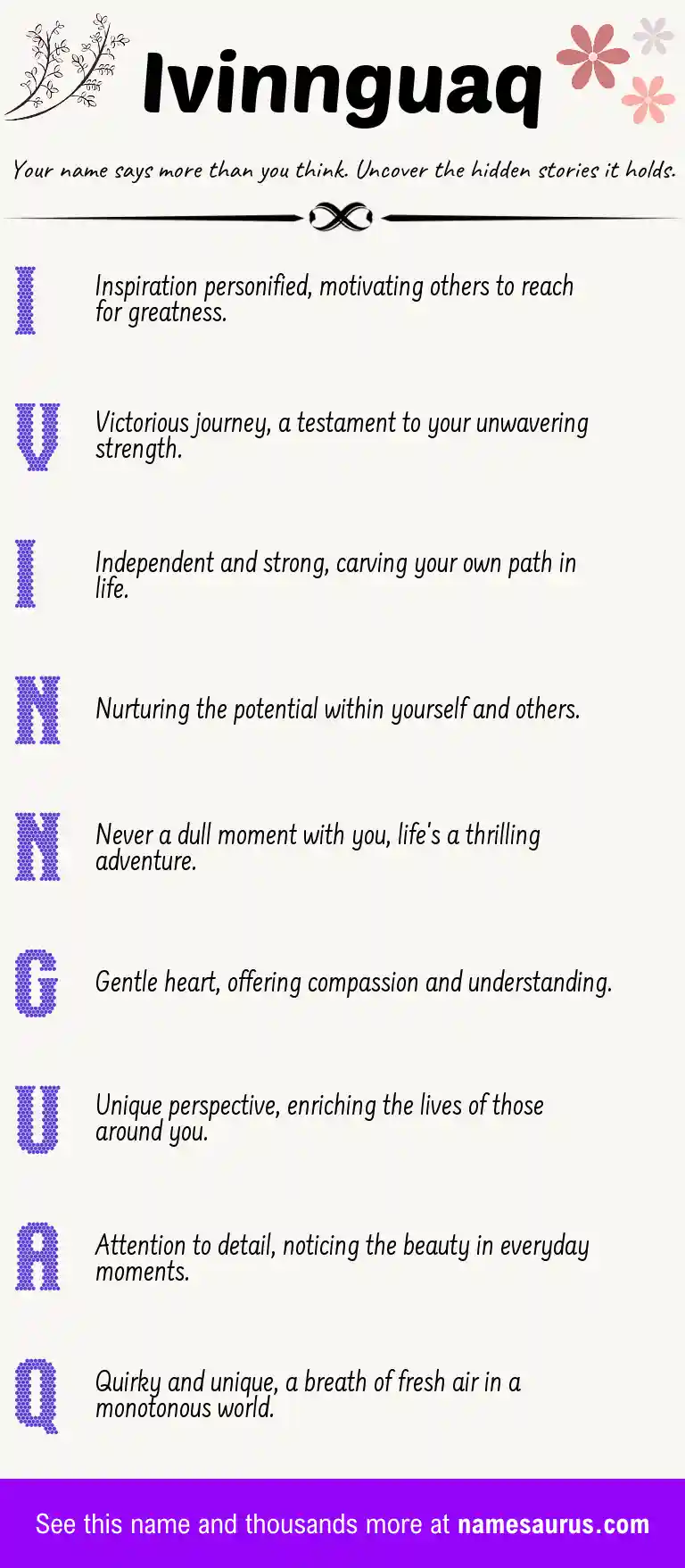 Acrostic poem about Ivinnguaq.