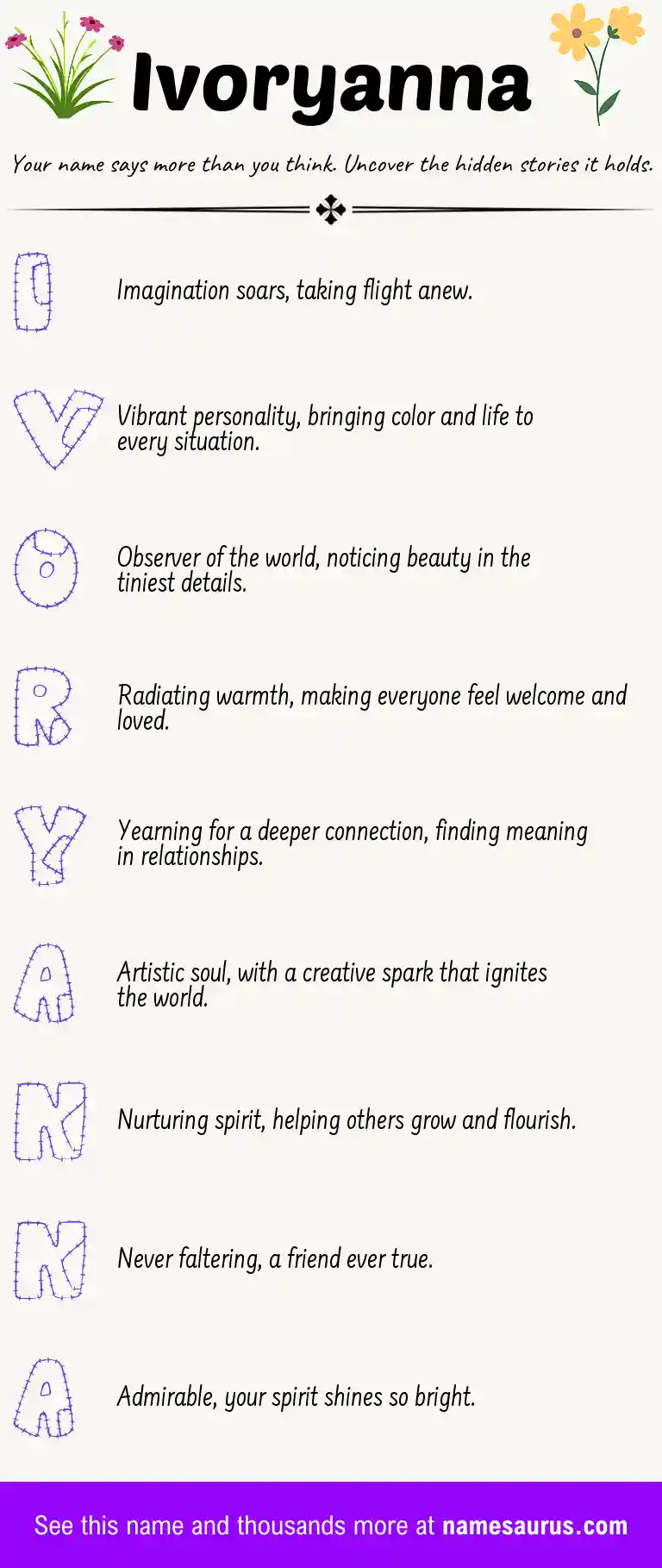 Acrostic poem about Ivoryanna.