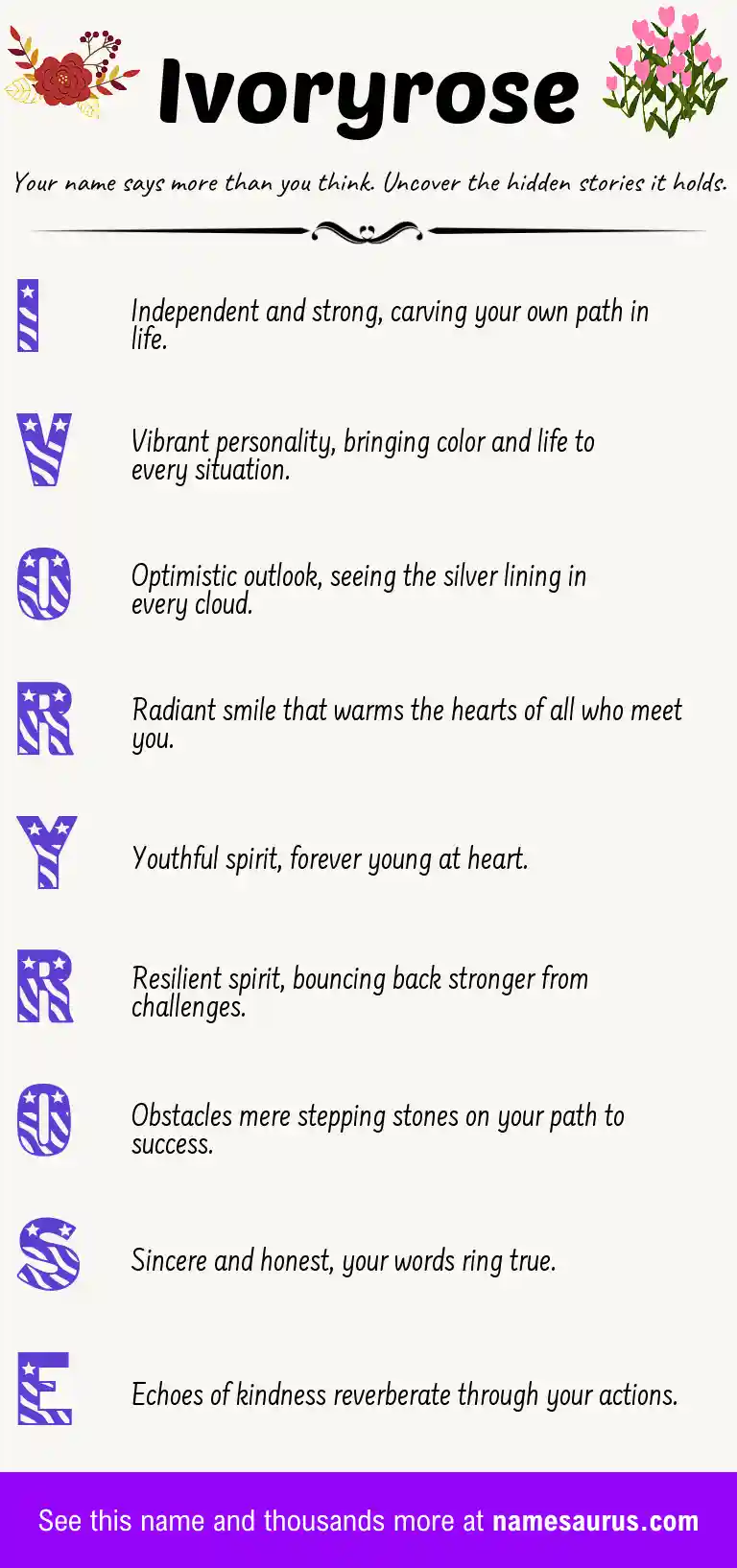 Acrostic poem about Ivoryrose.