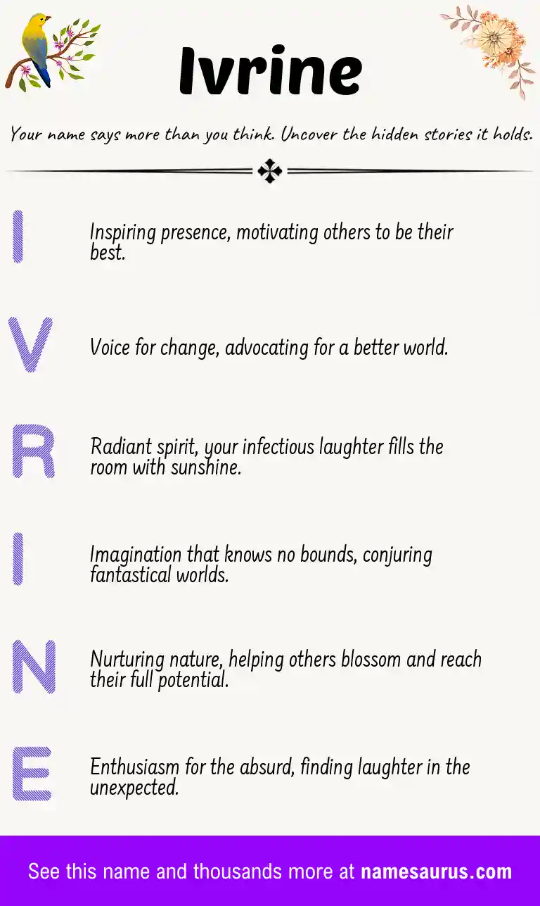 Acrostic poem about Ivrine.