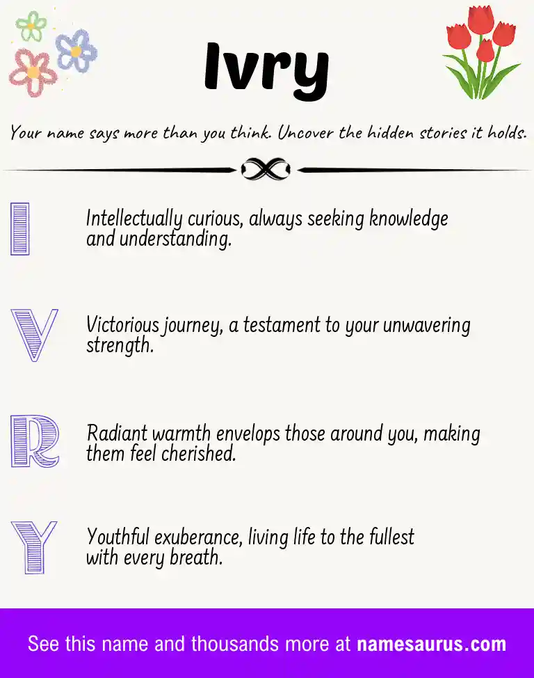 Acrostic poem about Ivry.