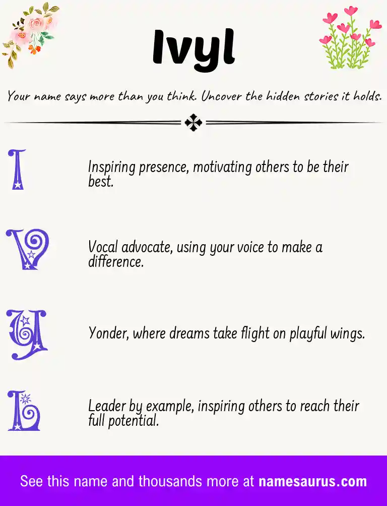 Acrostic poem about Ivyl.