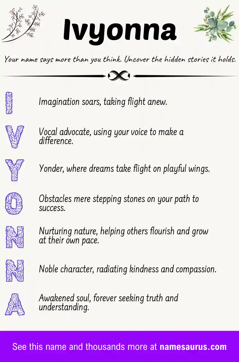 Acrostic poem about Ivyonna.