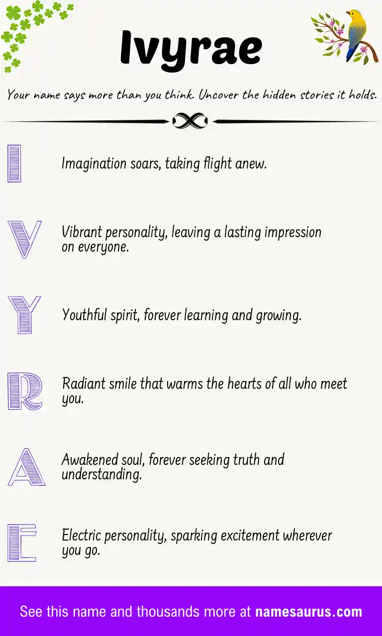 Acrostic poem about Ivyrae.