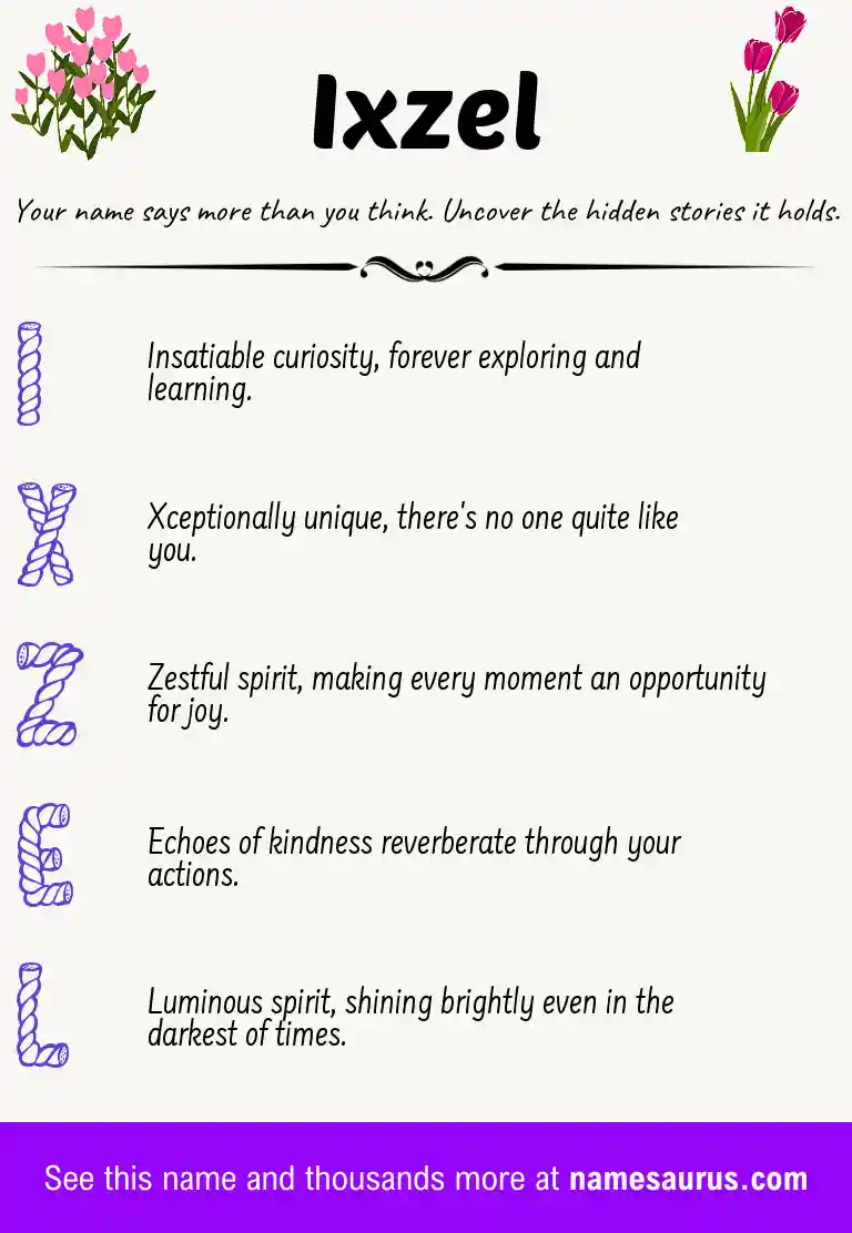Acrostic poem about Ixzel.
