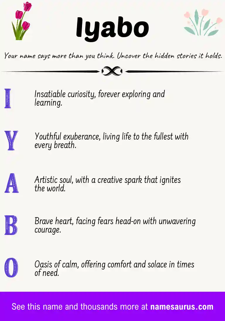 Acrostic poem about Iyabo.