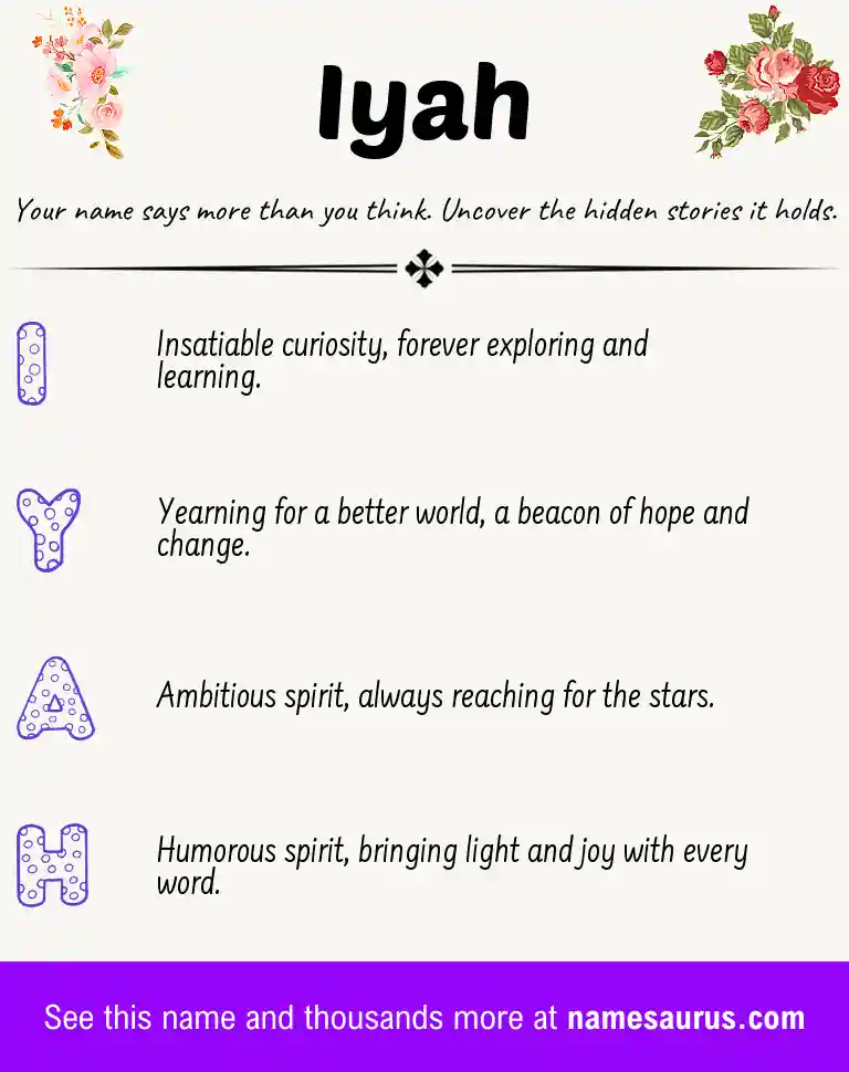Acrostic poem about Iyah.