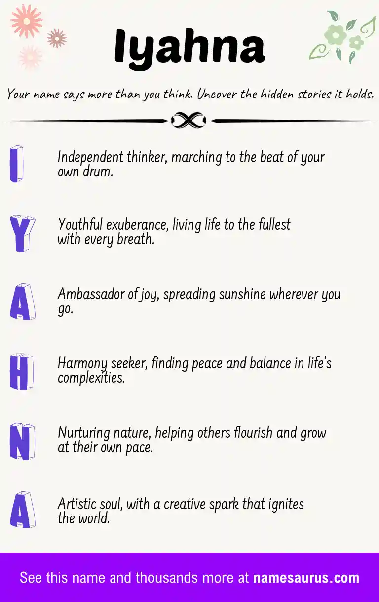 Acrostic poem about Iyahna.