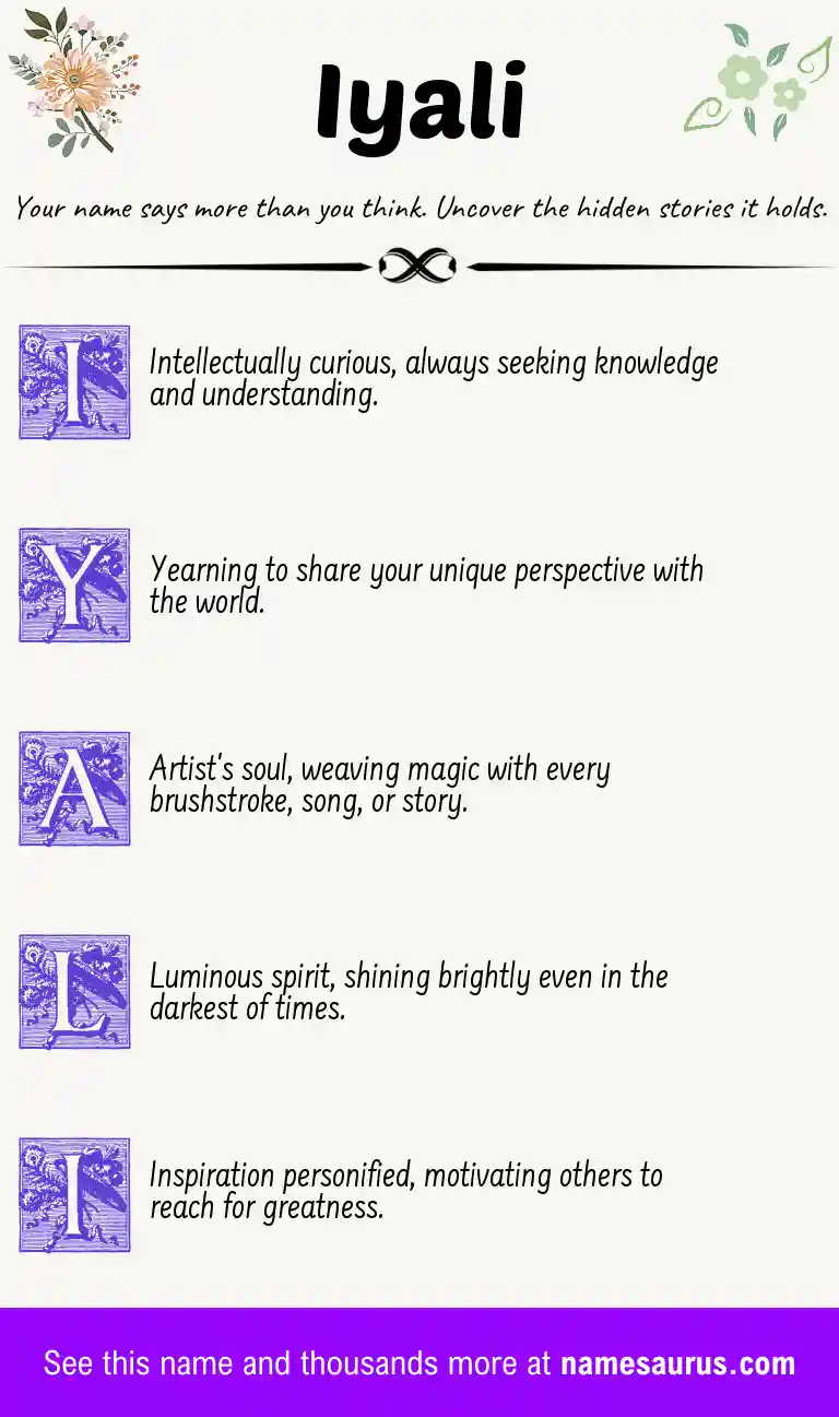 Acrostic poem about Iyali.