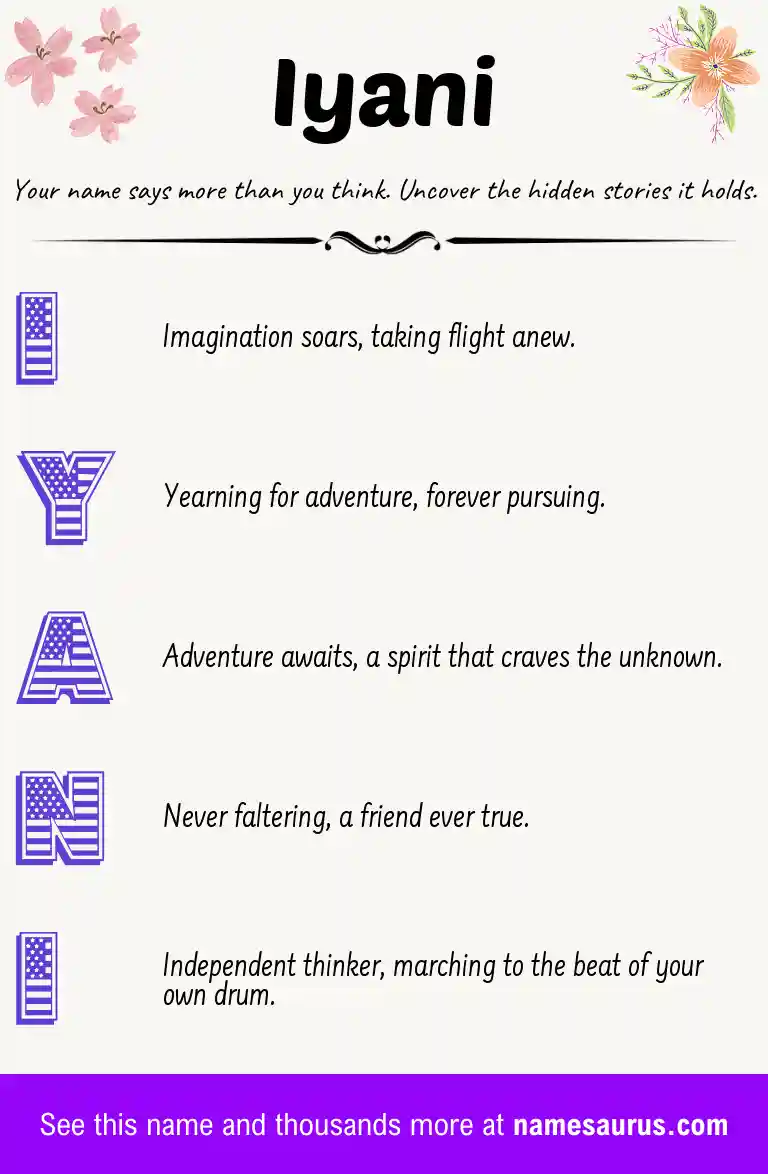Acrostic poem about Iyani.