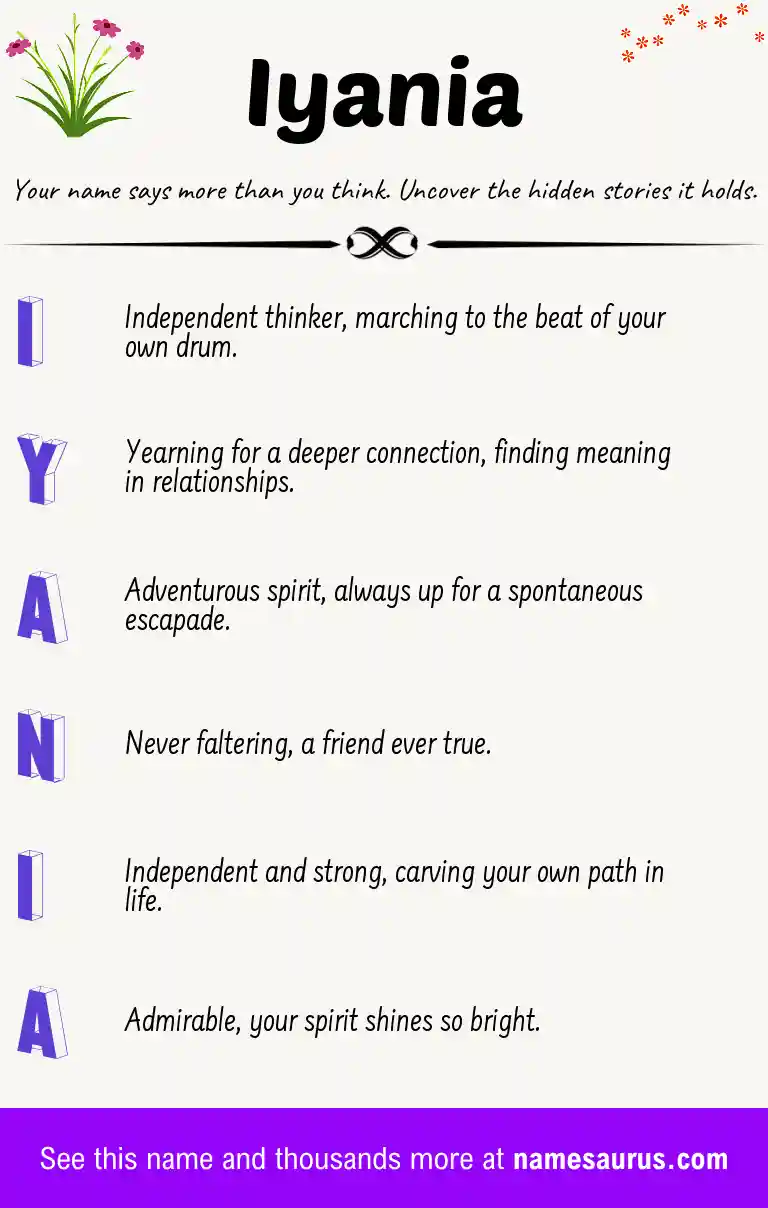 Acrostic poem about Iyania.