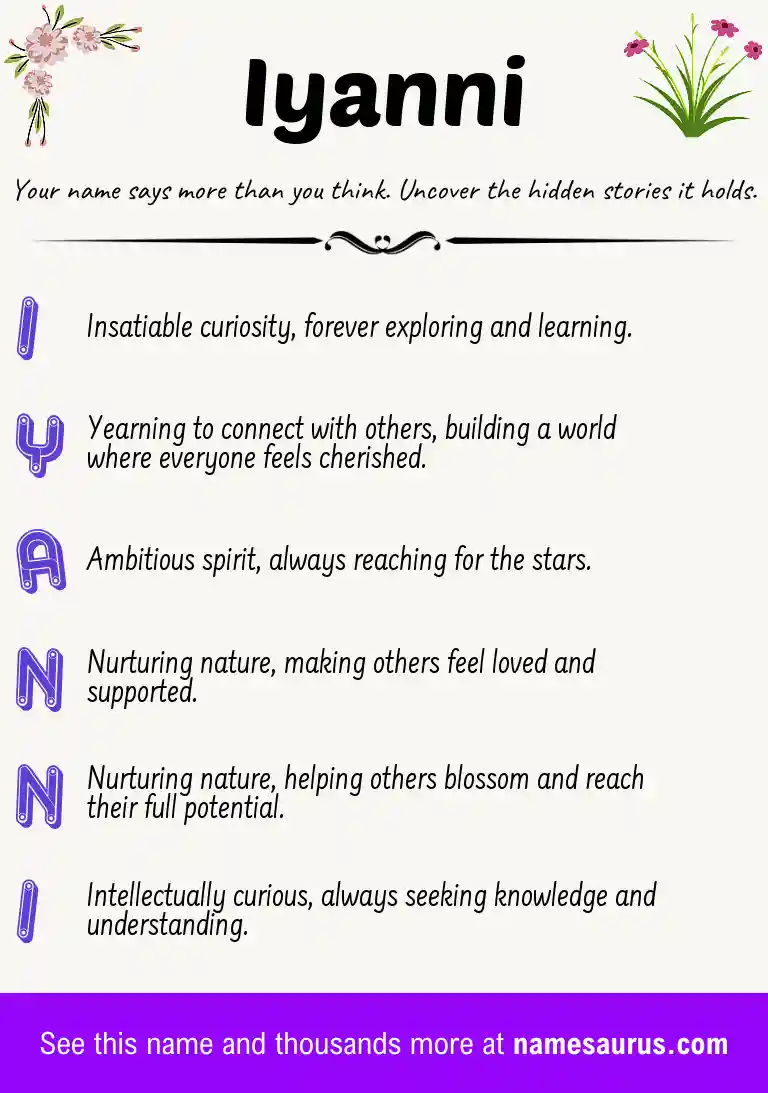 Acrostic poem about Iyanni.