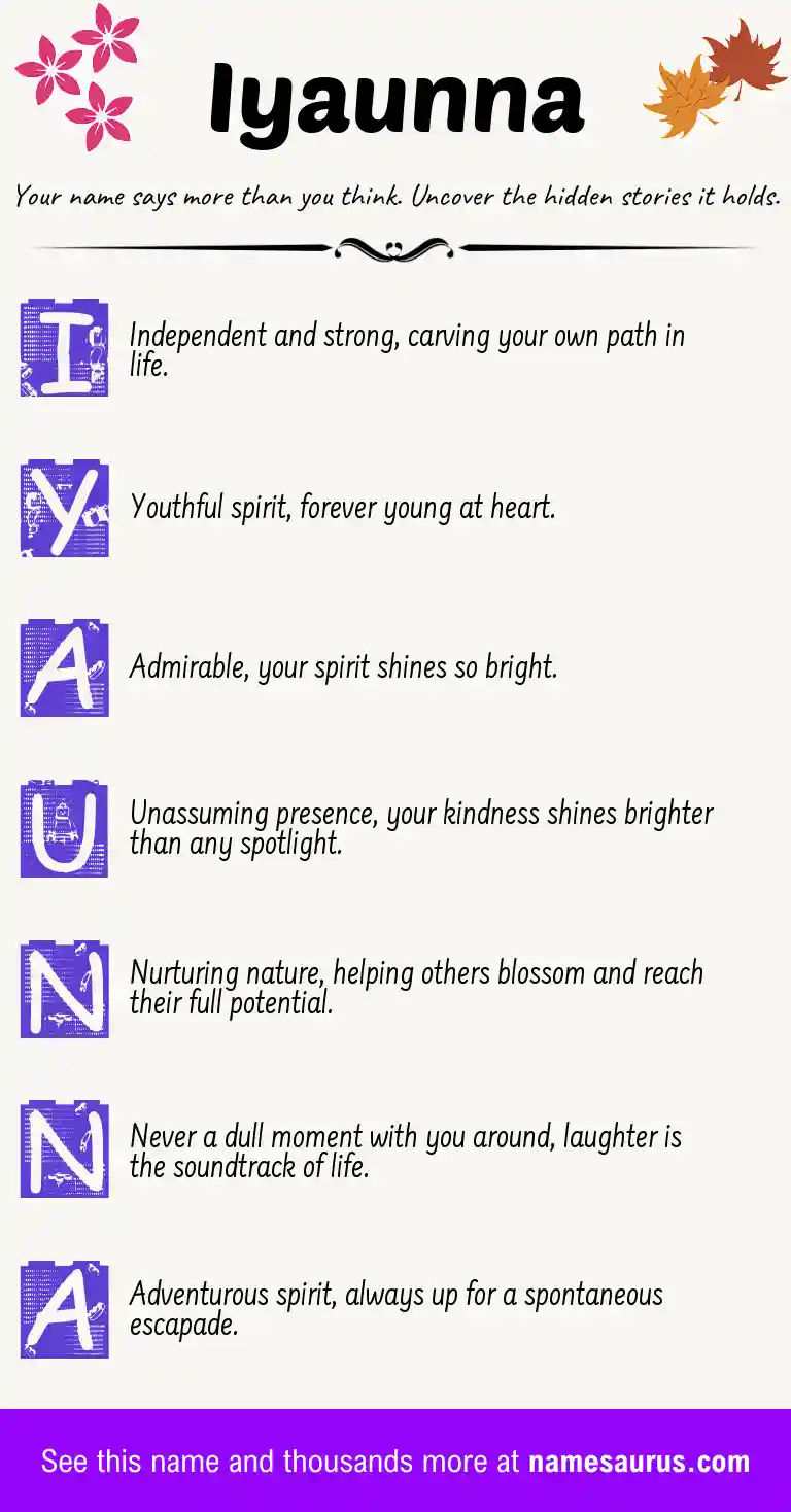 Acrostic poem about Iyaunna.