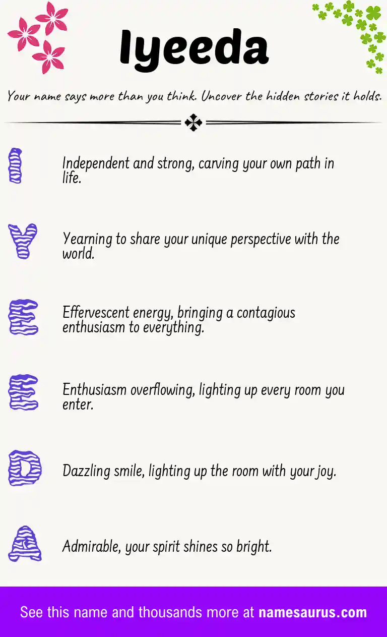 Acrostic poem about Iyeeda.