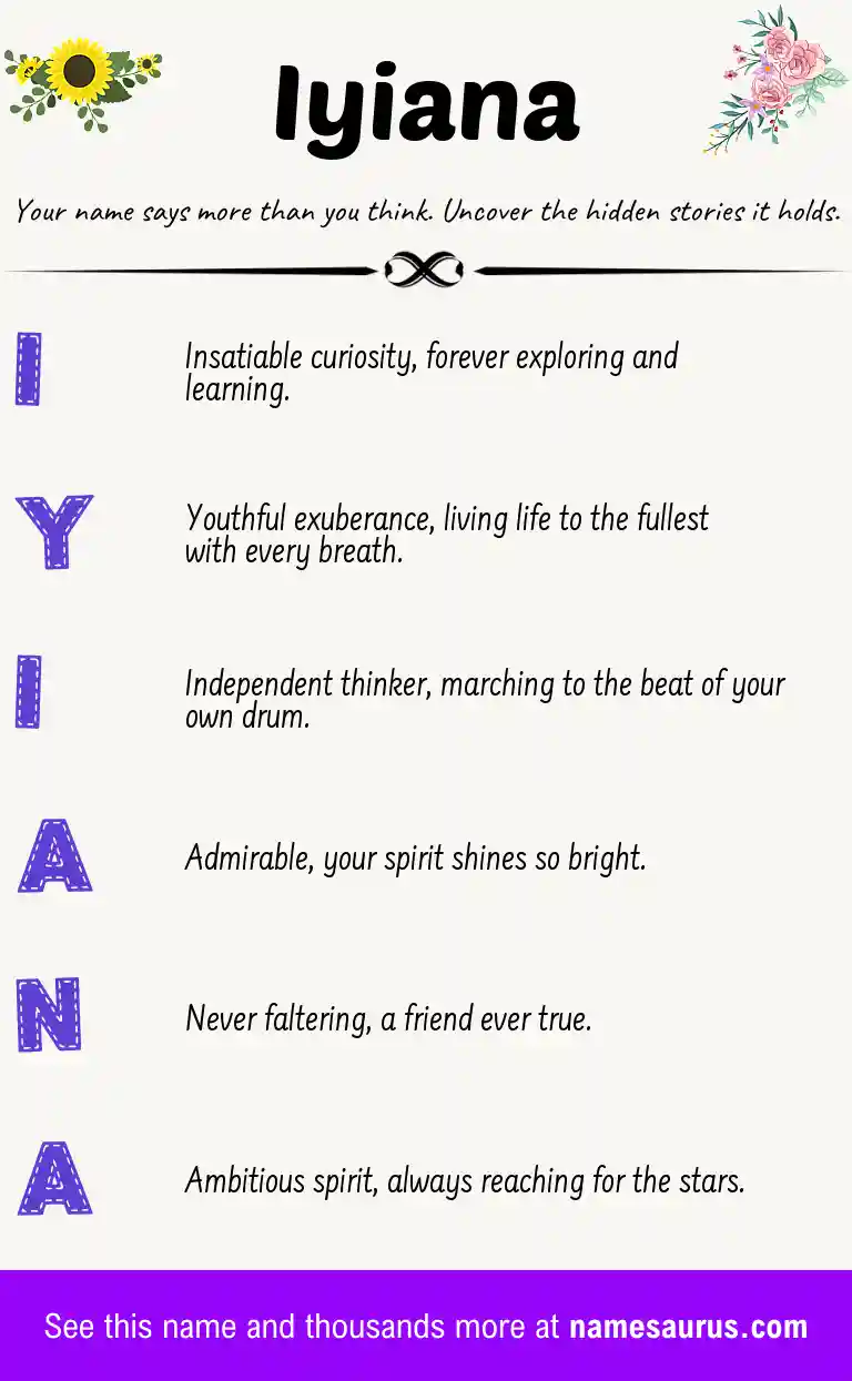 Acrostic poem about Iyiana.