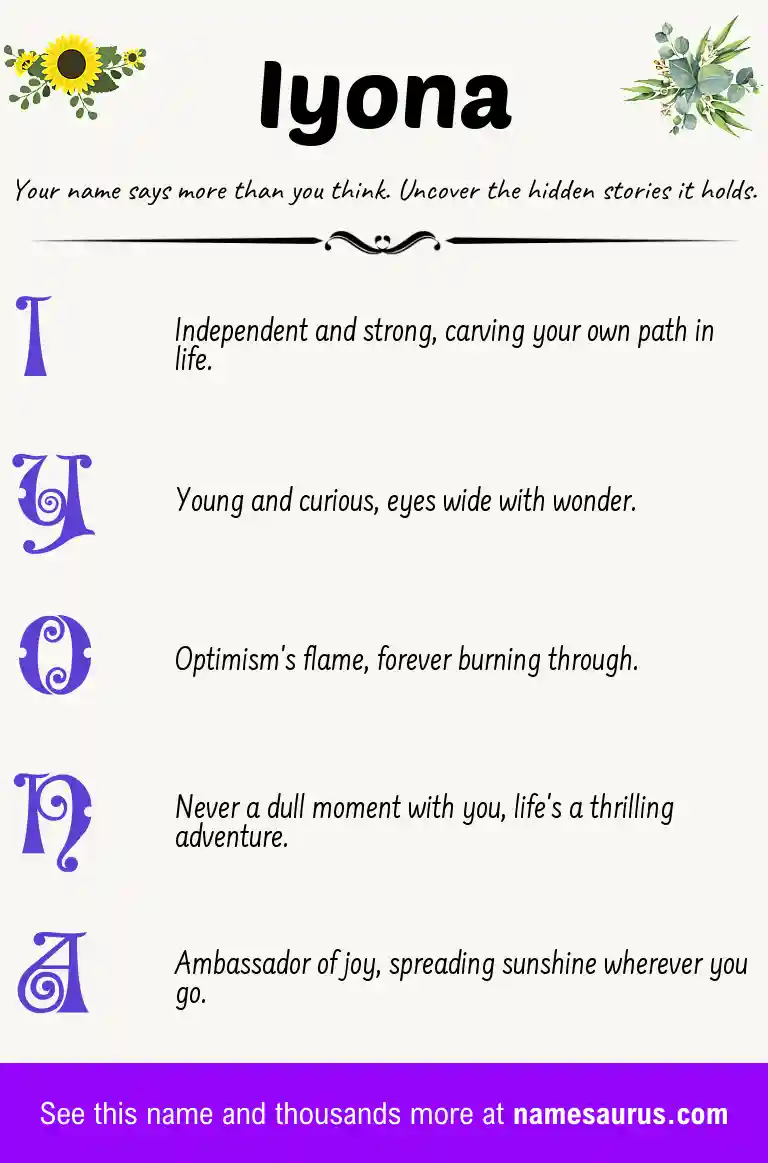 Acrostic poem about Iyona.
