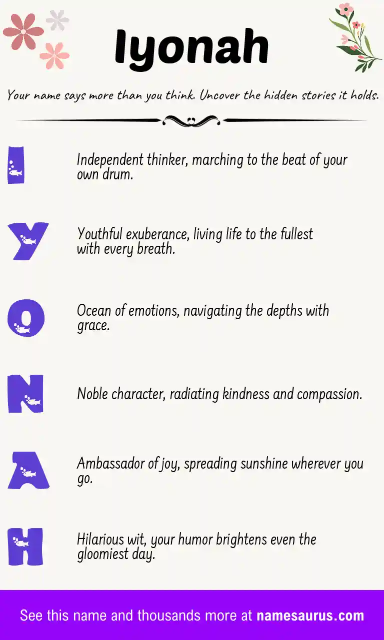Acrostic poem about Iyonah.