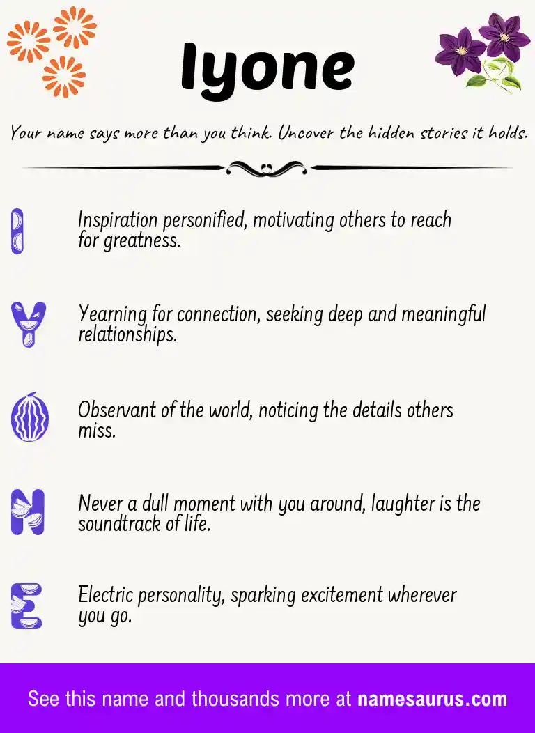 Acrostic poem about Iyone.