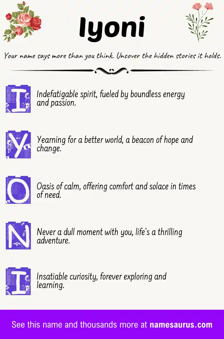 Acrostic poem about Iyoni.