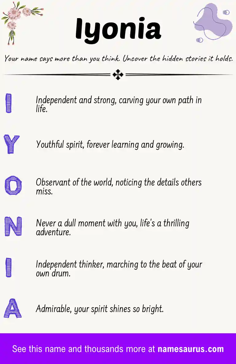 Acrostic poem about Iyonia.
