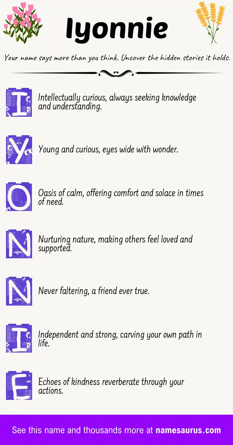 Acrostic poem about Iyonnie.